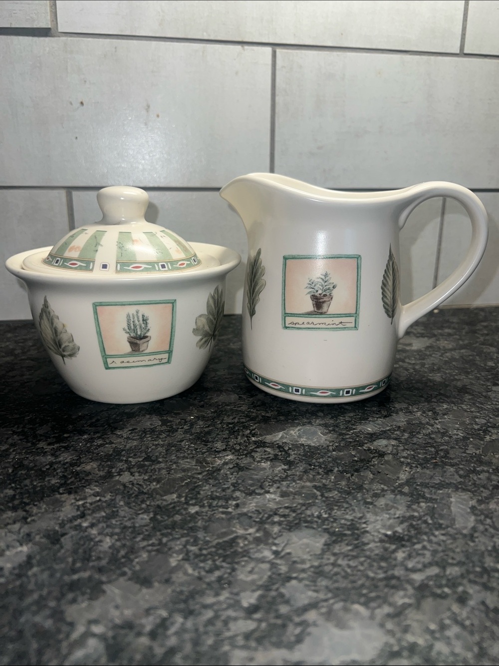 Retired Pfaltzgraff Naturewood  Creamer Pitcher and Covered Sugar Bowl Set -